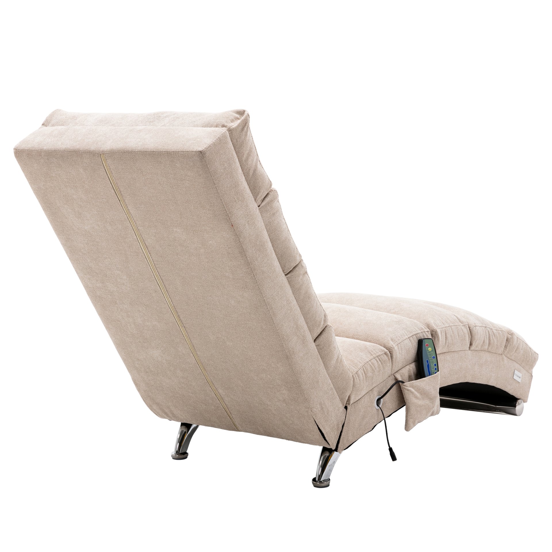 Linen Massage Chaise Lounge Indoor With Remote Control, Ergonomic Electric Massage Lounger - Beige - Image 17