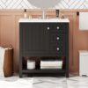 Transitional Style Bathroom Vanity Cabinet Combo With Ceramic Sink, Soft Close Door - Black - Image 4