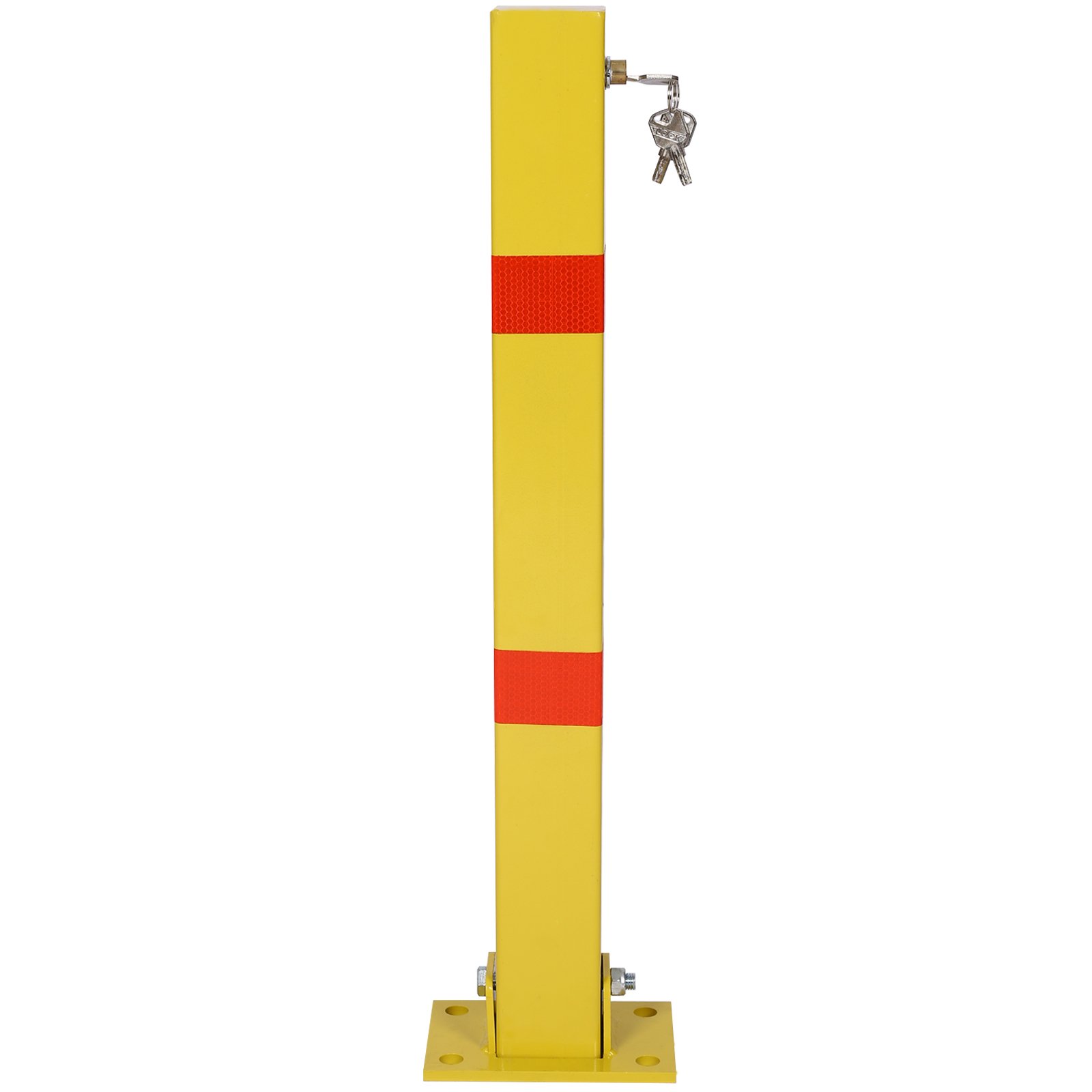Square Parking Bollard Pole Barrier With Lock For Car Parking Protection And Home Garage Street Decor - Yellow - Image 2
