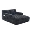 Chenille Interior Lazy Sofa Chaise Lounge Armchair With 3 Pillows And Armrests, Soft Chenille - Black - Image 16