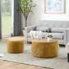 Round Storage Ottoman, 2 In 1 Function, End Table And Ottoman - Dark Yellow - Image 4