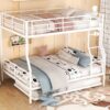 Full Long Over Queen Metal Bunk Bed With Trundle - White - Image 17