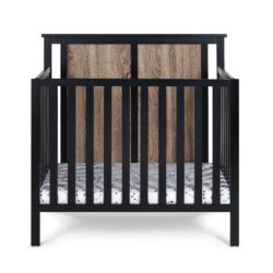 Connelly - Mini Crib With Mattress Pad - Black / Vintage Walnut