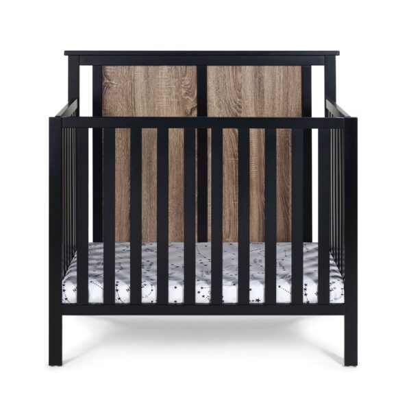 Connelly - Mini Crib With Mattress Pad - Black / Vintage Walnut