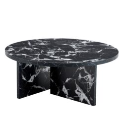 Versatile Round Coffee Table For Various Interior Styles, Exhibiting Modern Minimalism And Nordic Charm - Black / Black White