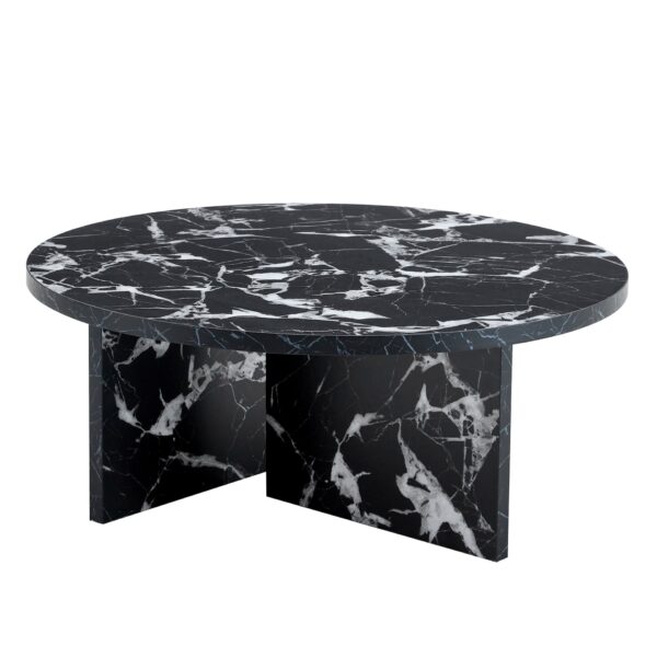 Versatile Round Coffee Table For Various Interior Styles, Exhibiting Modern Minimalism And Nordic Charm - Black / Black White