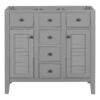 Bathroom Vanity Without Sink, Cabinet Base Only, Two Cabinets And Five Drawers, Solid Wood Frame - Gray - Image 8