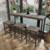 Modern Design Kitchen Dining Table Set With 3 Stools - Brown Gray - Image 4