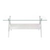 Rectangle Coffee Table With Tempered Glass Top And Metal Legs, Modern Table For Living Room - Transparent / White - Image 9