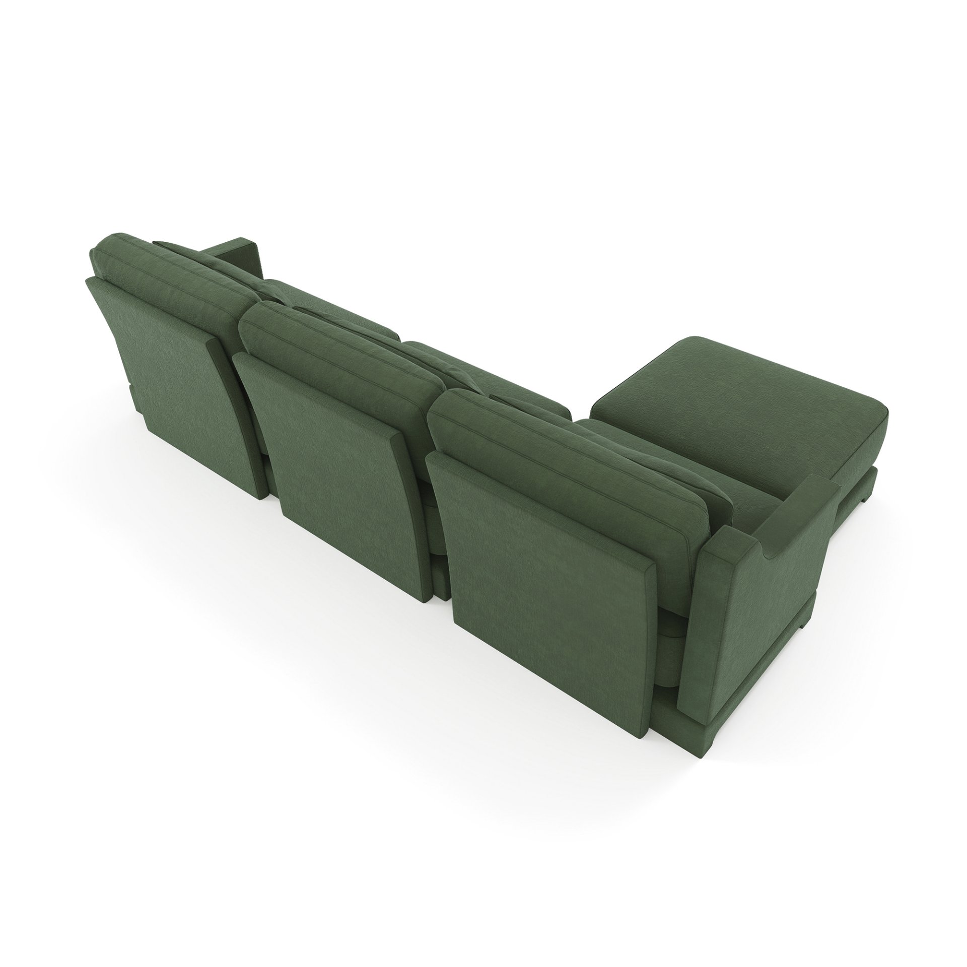 3 Seater Chenille Sofa With Movable Ottomans High Resilience Sponge Easy Installation Wood Base - Green - Image 23