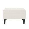 Ottoman With Birch Wood Legs And Cushioned Top For Comfort - Ivory - Image 6