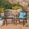 Luminea - Outdoor Aluminum Dining Chair With Scroll Design, Lattice Pattern And Cabriole Legs - Copper - Image 2