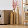 Metal Decorative Vases High Distress Metal Center Vases With Growing Vine Patterns, (Set of 3) Vases For Home Decoration - Gold - Image 19