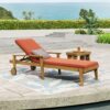 Jason - Chaise Lounge Acacia Wood Adjustable Outdoor Chair - Orange - Image 5