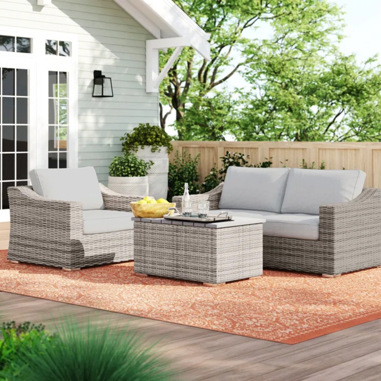 Stylish 3 Person Seating Group With Cushions Perfect For Outdoor Relaxation - Gray Mix - Image 2
