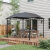 Outsunny - 10' x 10' Soft Top Patio Gazebo Outdoor Canopy With Unique Geometric Design Roof, All-Weather Steel Frame - Gray - Image 9