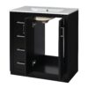 Bathroom Vanity With Ceramic Sink Combo, Frame Bathroom Storage Cabinet, Freestanding Vanity Set With 3 Drawers & Soft Closing Doors - Black - Image 11