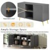 Modern TV Stand For TVs Up To 55", Entertainment Center Media Console, Adjustable Shelf, Metal Legs, Handles And Anti-Tip Device For Living Room - Gray - Image 10