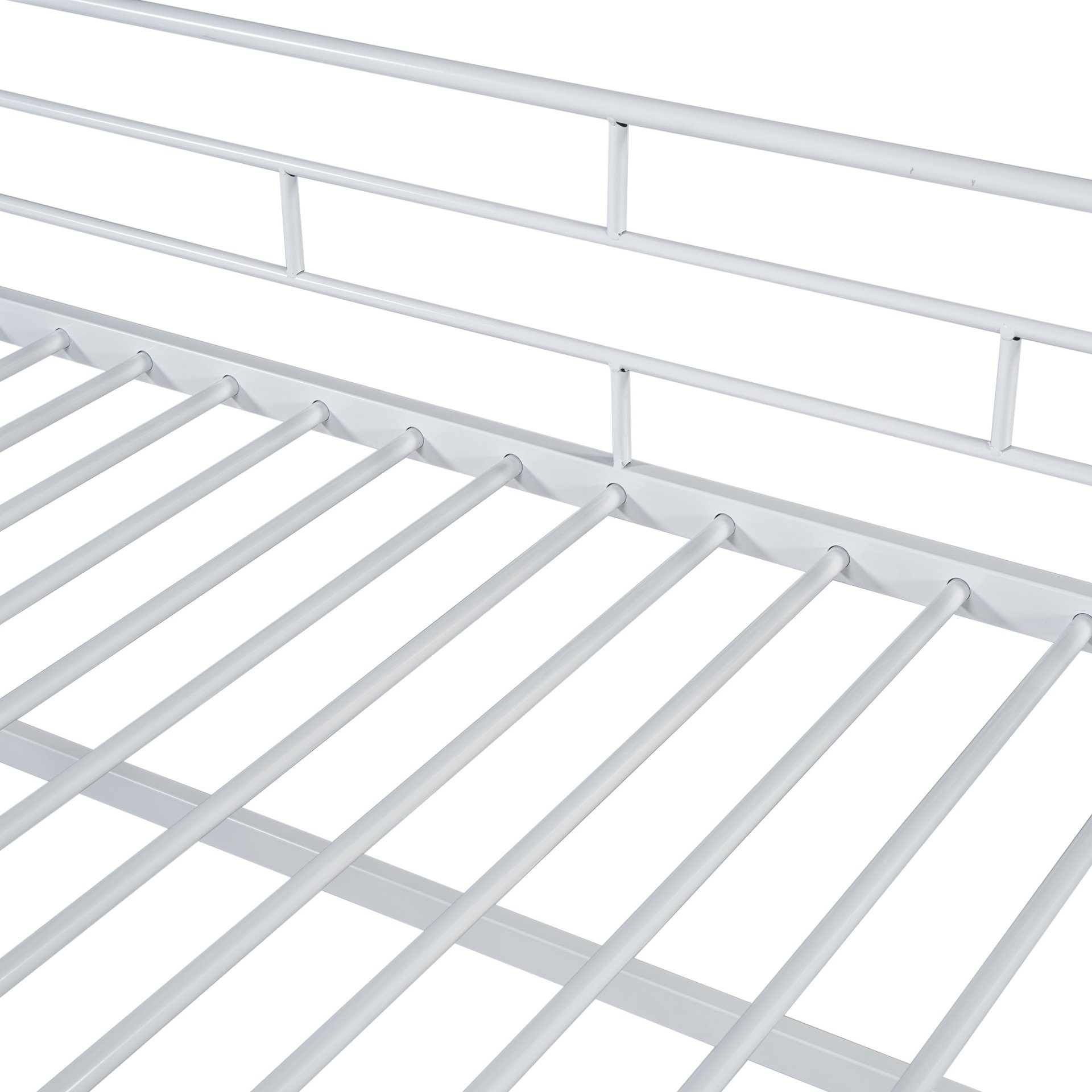 Twin Mid Loft Bed With Storage Stairs And Metal Frame - White - Image 13