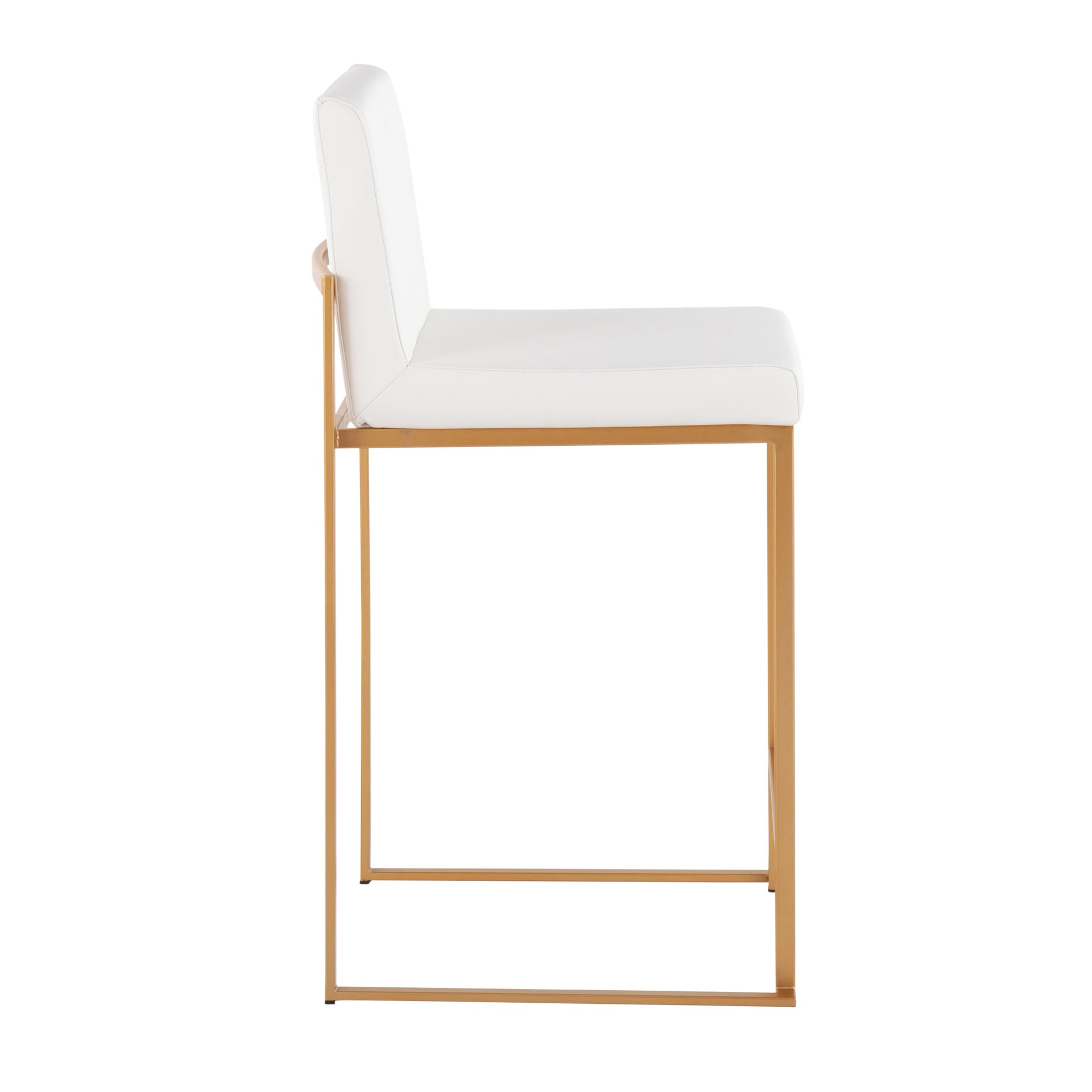 Fuji - Contemporary High Back Counter Stool (Set of 3) - White / Gold - Image 3