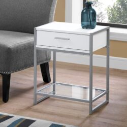 Accent Side Table, Storage Drawer, Contemporary & Modern - White