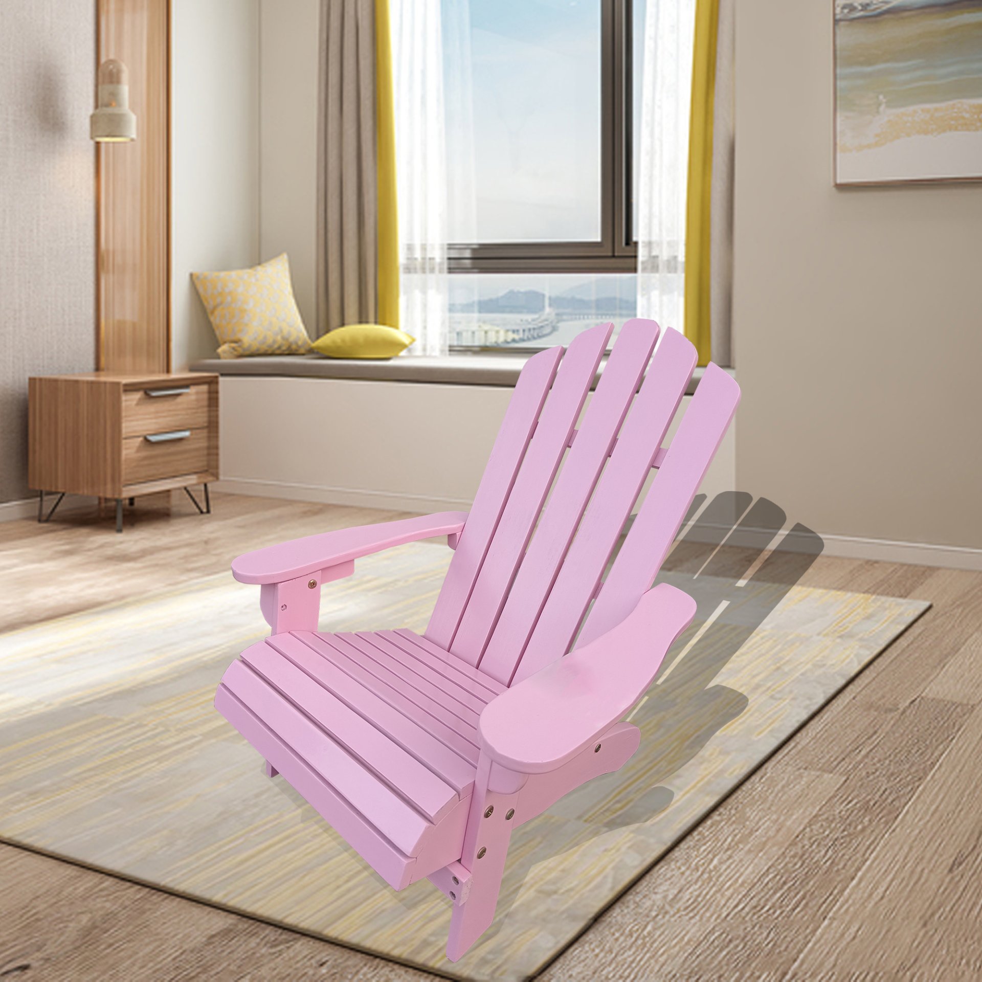 Outdoor Or Indoor Children Adirondack Chair - Pink - Image 4
