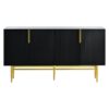 Modern Elegant 4 Door Sideboard Gold Metal Handle Buffet Cabinet For Dining Room, Living Room, Bedroom, Hallway - Black - Image 10
