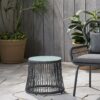 Southport - Boho Side Table With Glass Top, Woven Rope And Iron Frame - Gray - Image 6