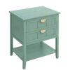 2 Drawer Side Table, American Style, End Table, Suitable For Bedroom, Living Room, Study - Light Green - Image 9