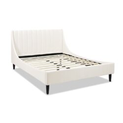 Aspen - Queen Vertical Tufted Modern Headboard Platform Bed Set - Cloud White