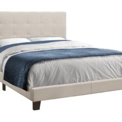 Queen Size Bed Upholstered Transitional - Beige