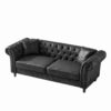 Chesterfield 3 And 3 Seater Sofa Set With Roll Armrest - Black - Image 8