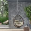 Morris - Teardrop Hanging Chair With 8Ft Chain And Water Resistant Cushions - Khaki / Brown - Image 5