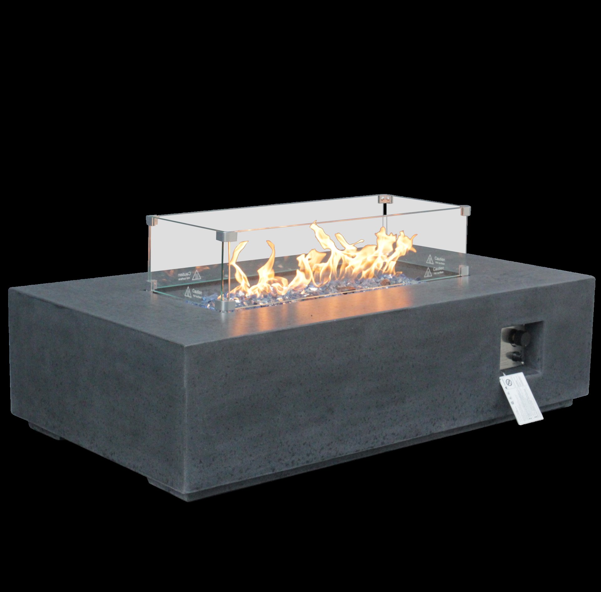 52 " Outdoor Concrete Propane Gas Rectangle Fire Pit Table - Dark Gray Color - Image 4