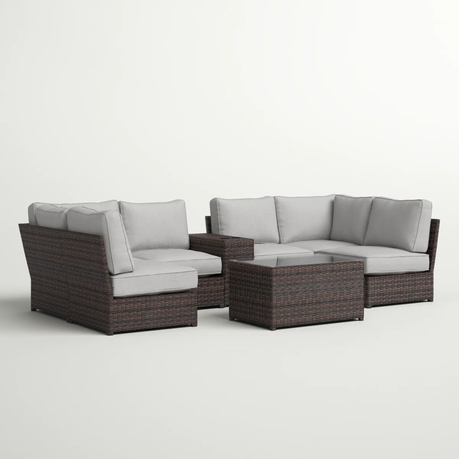 Outdoor 4 Person Seating Set With Cushions - Espresso - Image 6