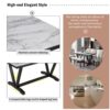 6 Piece Dining Table Modern Style With 4 Chairs & 1 Bench, Table With Marbled Veneers Tabletop And V-Shaped Table Legs - White - Image 6