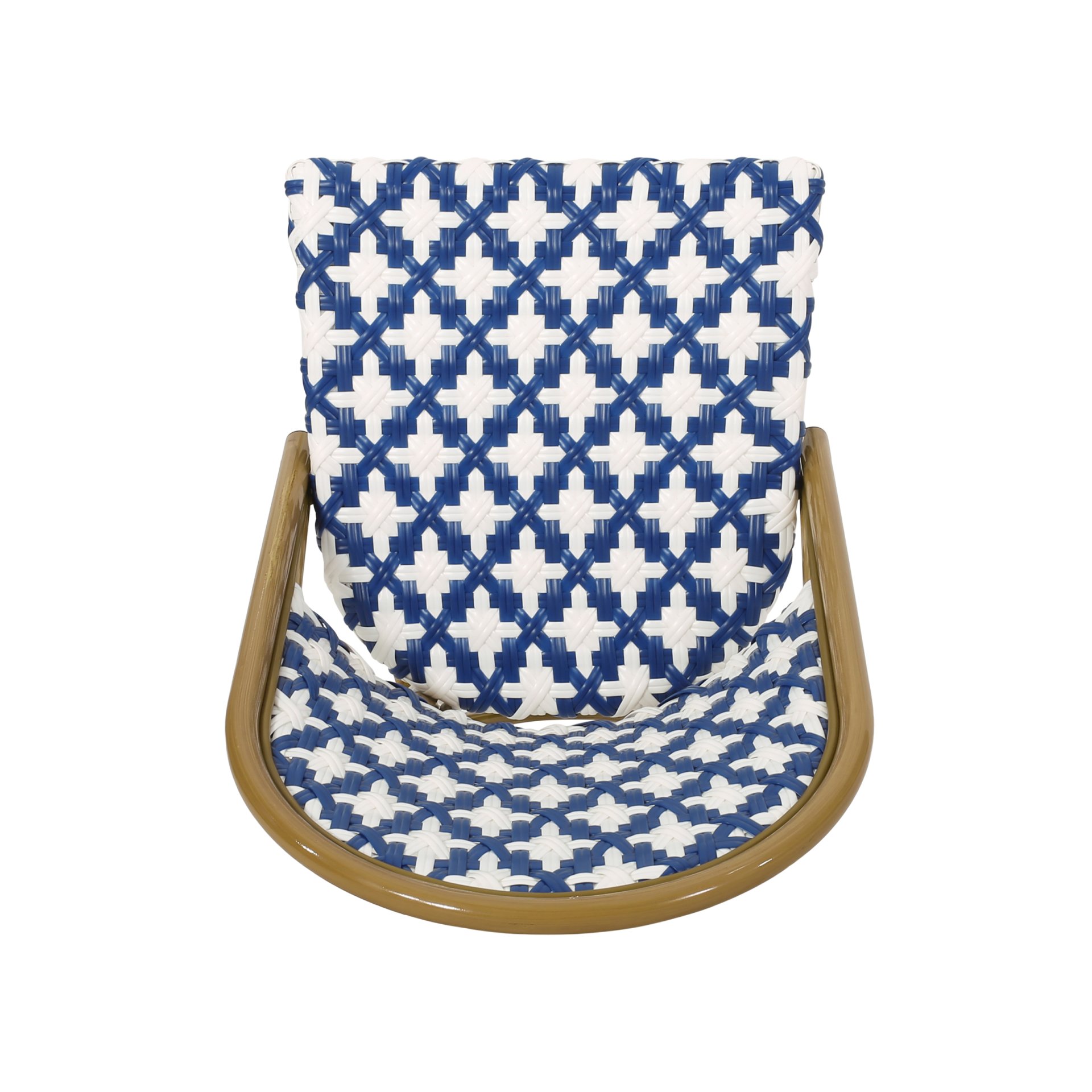Elegant French Bistro Chair Set With Durable Aluminum Frame And Polyethylene Rattan - White / Navy - Image 9