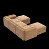 Elegant Chenille Sofa With Storage Seat And Ottoman U Shaped 3 Seater Cylindrical Backrest And Armrests - Camel - Image 12