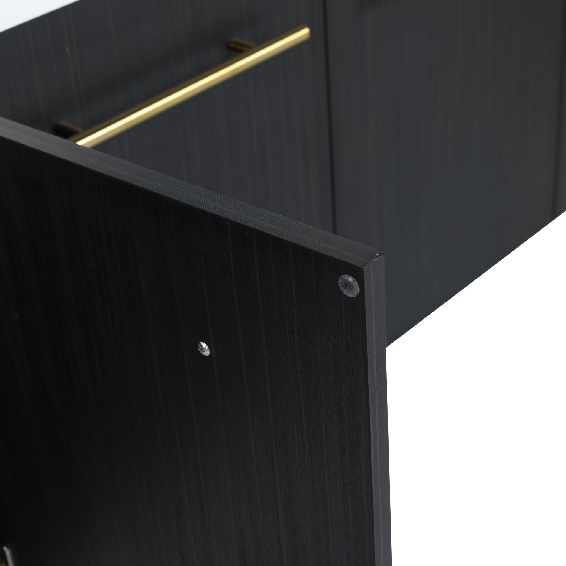 Modern Wall Mounted Bathroom Vanity With Double Resin Sink And Storage Rack - Black Chestnut - Image 19