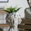 Cement Bust Wall Planter Indoor Outdoor Home Garden Decor, 8 - Gray - Image 7