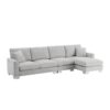 Modern Oversized Sectional Sofa, L-Shaped Luxury Couch Set With 2 Free Pillows, 5 Seat Chenille Indoor Furniture With Chaise - Light Gray - Image 9
