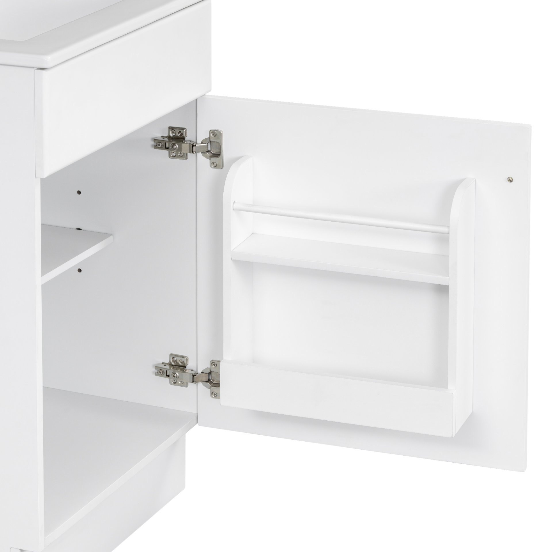 20" Bathroom Vanity With Sink, Freestanding Cabinet With Door Shelf And Adjustable Shelf, And Ceramic Construction - White - Image 19