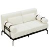 Modern Loveseat Sofa 59" Couch With Flexible USB Ports, Unique Cylindrical Armrests - Beige - Image 12