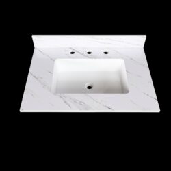 Elegant Bathroom Vanity Top With Undermount Sink - White Sintered Stone