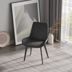 Modern Dining Chair Living Room Metal Leg Dining Chair (Set of 2) - Black / Gray