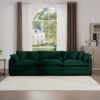 Mid Century Modern Corduroy 3 Seater Sectional Sofa With Arm And Throw Pillows - Green - Image 2