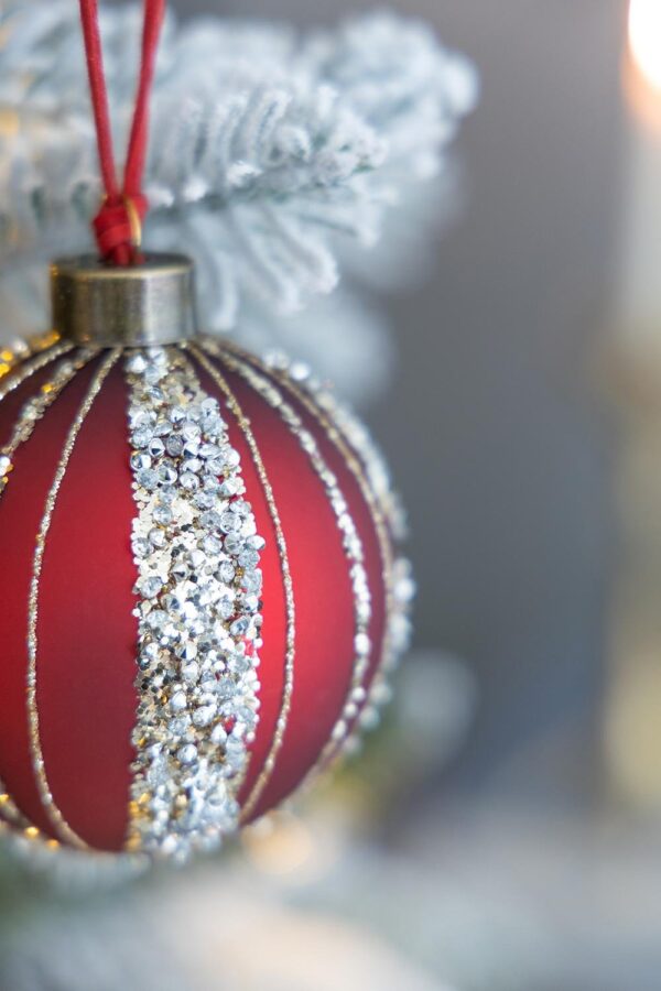 Christmas Ball Ornaments, Decorative Hanging Ball Christmas Tree Ornaments For Holiday Decorations (Set of 12) - Red