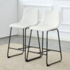 (Set of 2) Modern Minimalist Style Material Bar Stools, Suitable For Kitchen, Bar And Modern Home Design - White - Image 5