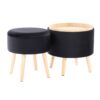 Tray - Contemporary Storage Ottoman With Matching Stool - Black / Natural - Image 4