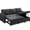 Mabel - Woven Fabric Sleeper Sectional With Cupholder, USB Charging Port nd Pocket - Dark Gray - Image 3